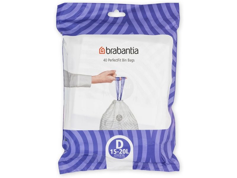 Brabantia Kehrichtsack PerfectFit D 15-20 l, 40 Stück Müllbeutel, Spenderpack