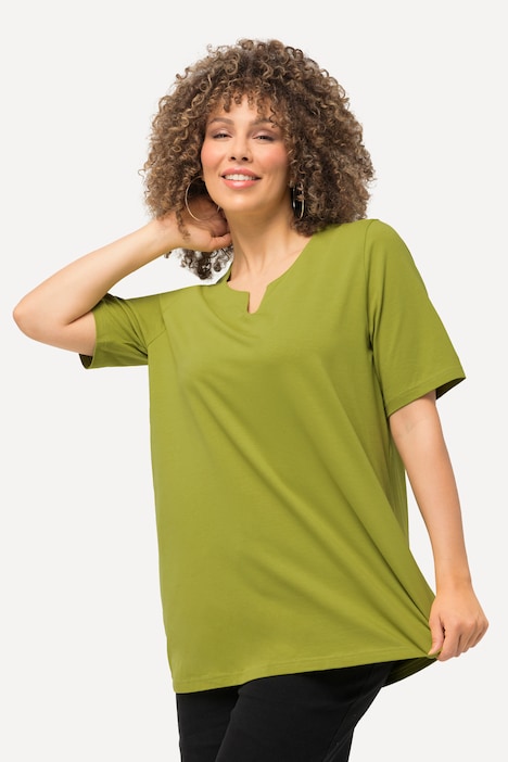 T-Shirt, A-Linie, Tunika-Ausschnitt, Halbarm