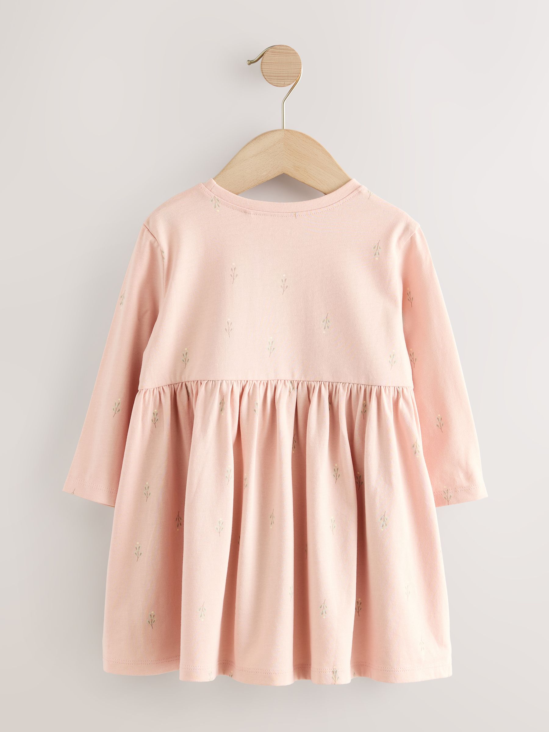 Roze met elfjes - Jurk met lange mouwen en versiering (3mnd -7jr)