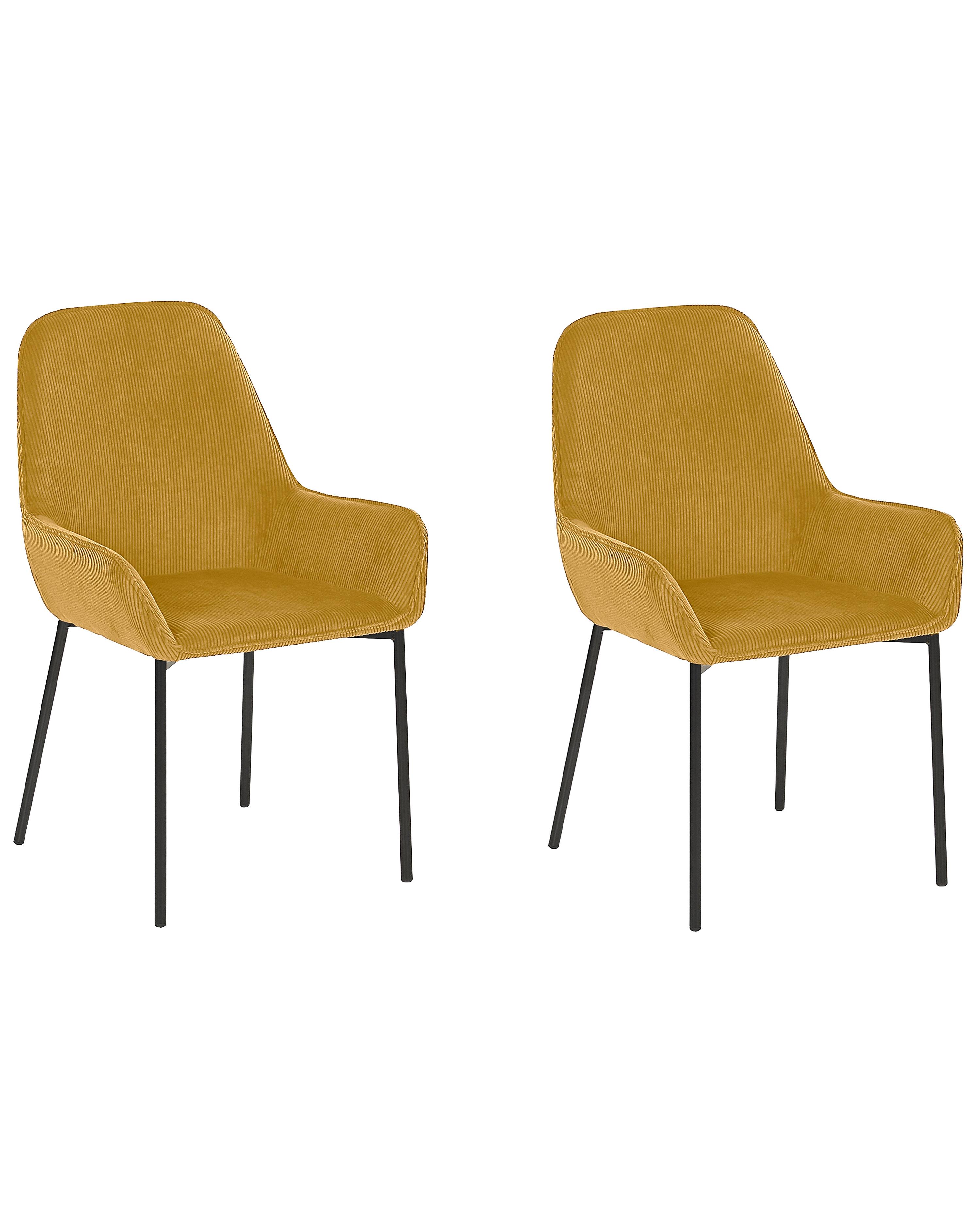 Set van 2 eetkamerstoelen LOVERNA Corduroy Mosterdgeel