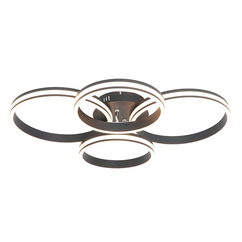 Plafondlamp zwart incl. LED 3-staps dimbaar 4-lichts - Navara