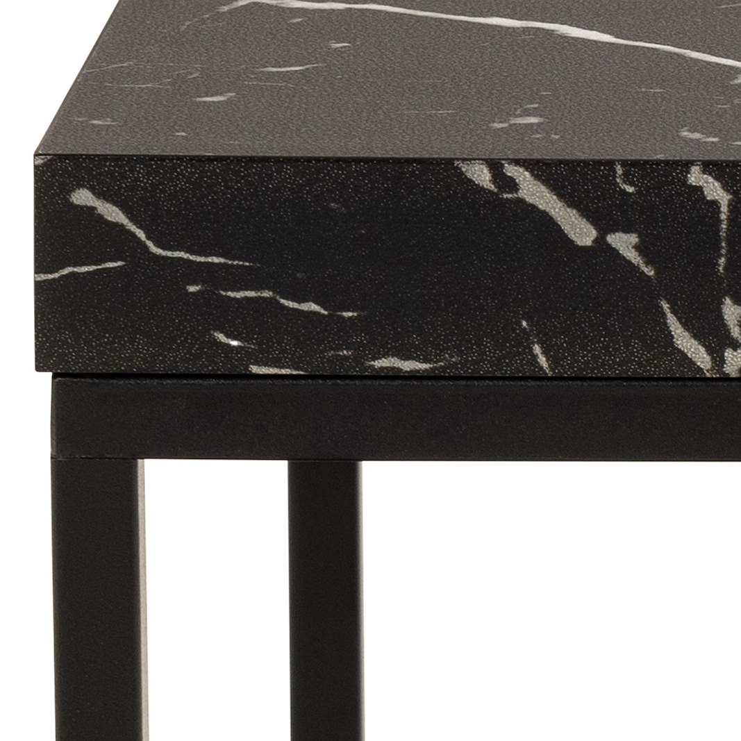 Barossa sidebord Sort marmortopp med sort metallunderstell. 40x40x45cm