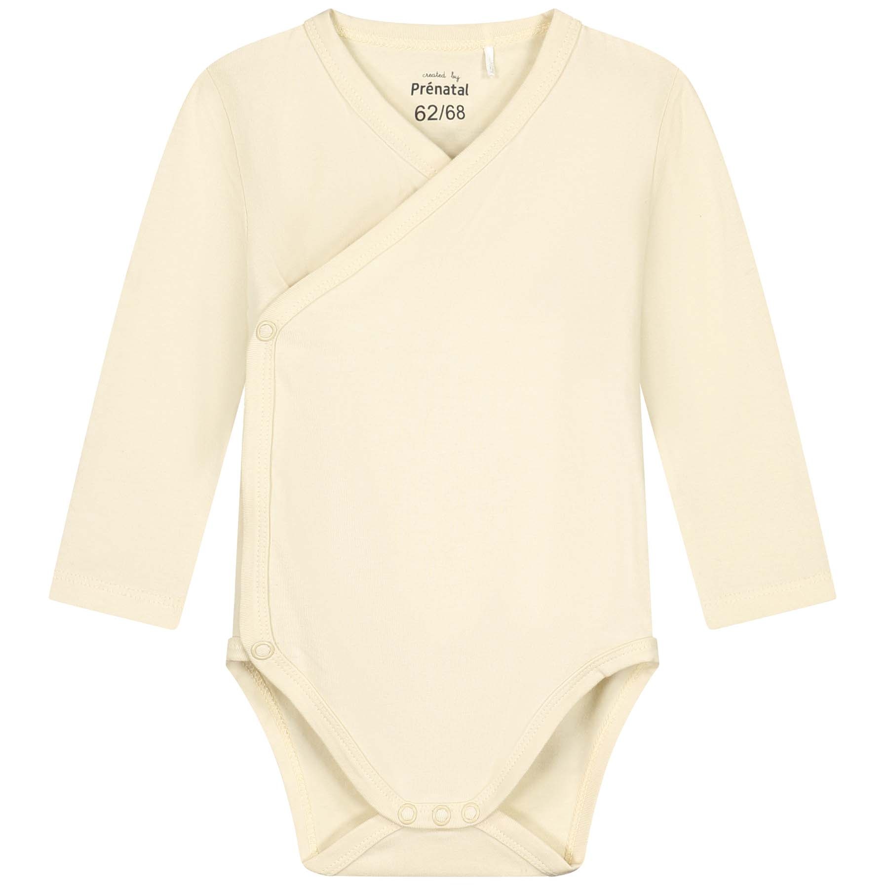 Prénatal basis romper met overslag lange mouwen effen beige