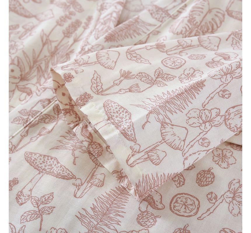 Dogini - Kimono pyjamatop / badjas / broek / set met elleboogmouwen en paddenstoelenprint