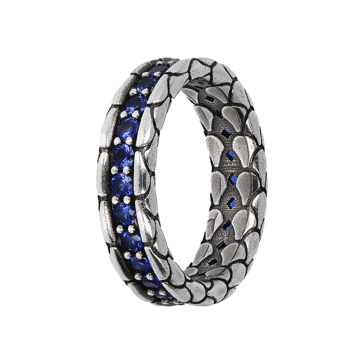 Bague argent 925 écailles zirconias bleus