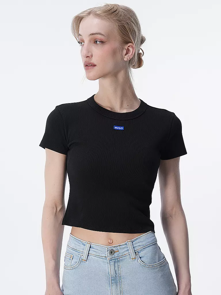 HUGO T-Shirt Cropped Fit schwarz