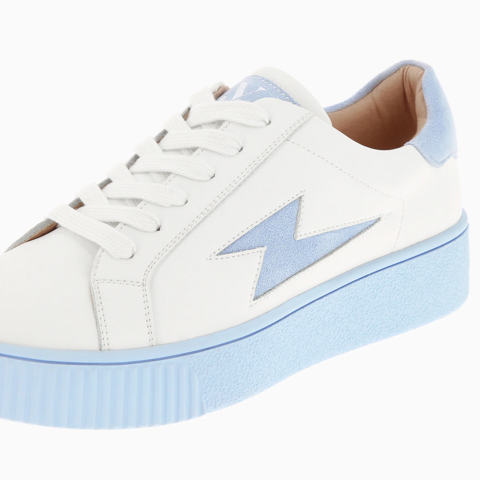 Sneakers-Baskets éclair Melany blanches à semelle bleue