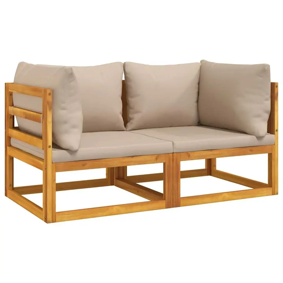 vidaXL - Hoekbanken sectioneel - Taupe - Acaciahout - 2 stuks