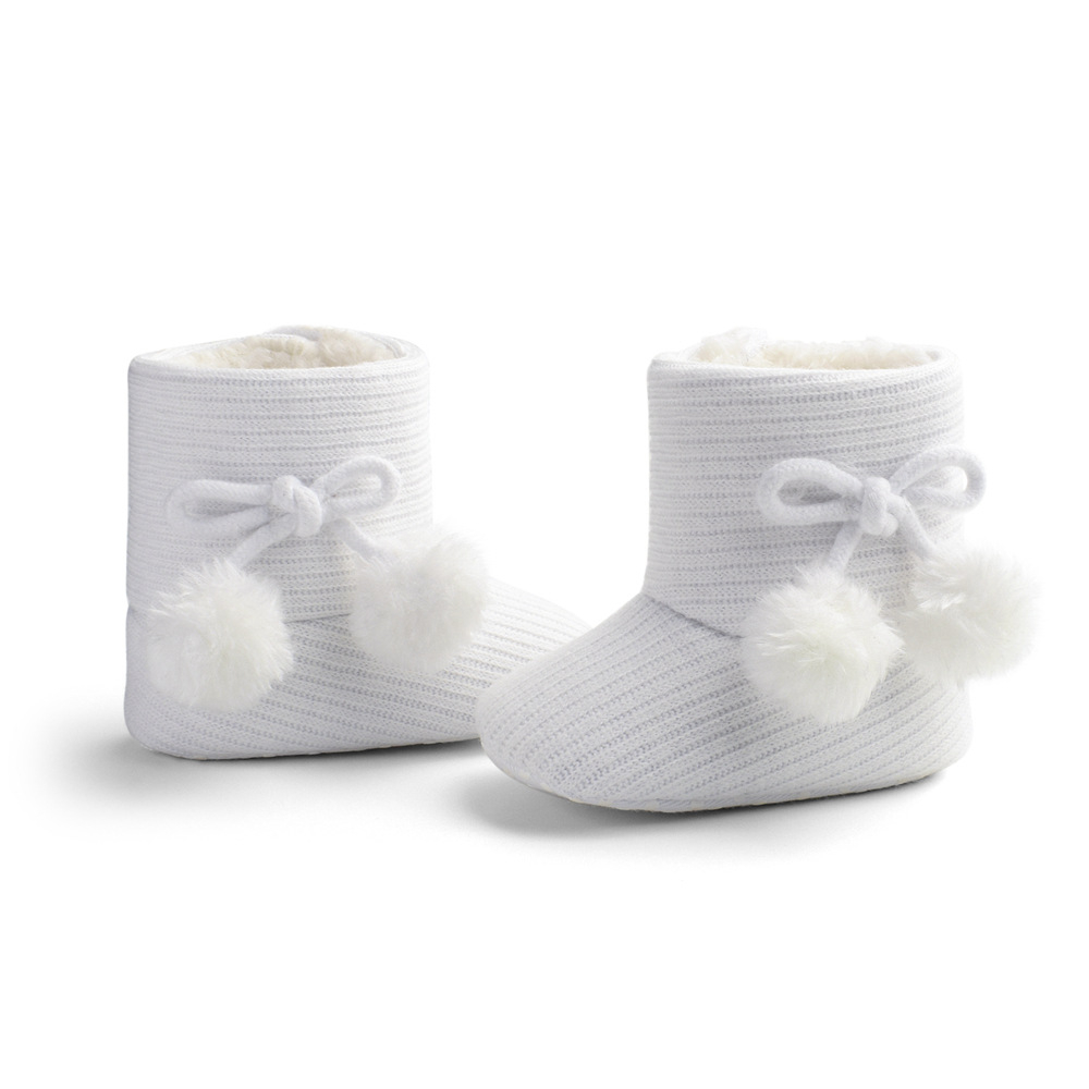 (Gr. 20-22) Baby Winter Boots Warme Kuschel Schuhe mit Anti-Rutsch Sohle - Weiss