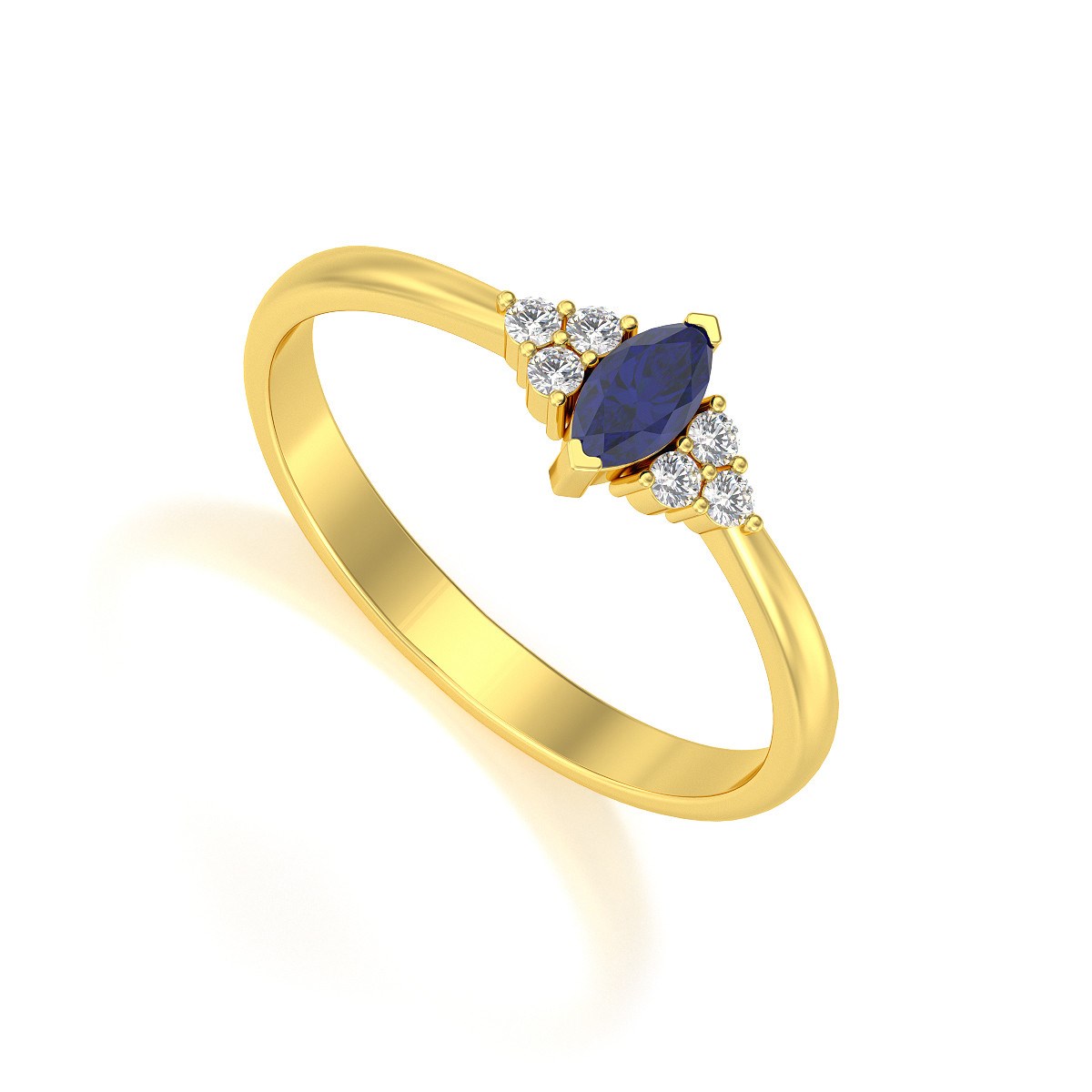 Bague ADEN Or 585 Jaune Saphir et diamants 2.1grs
