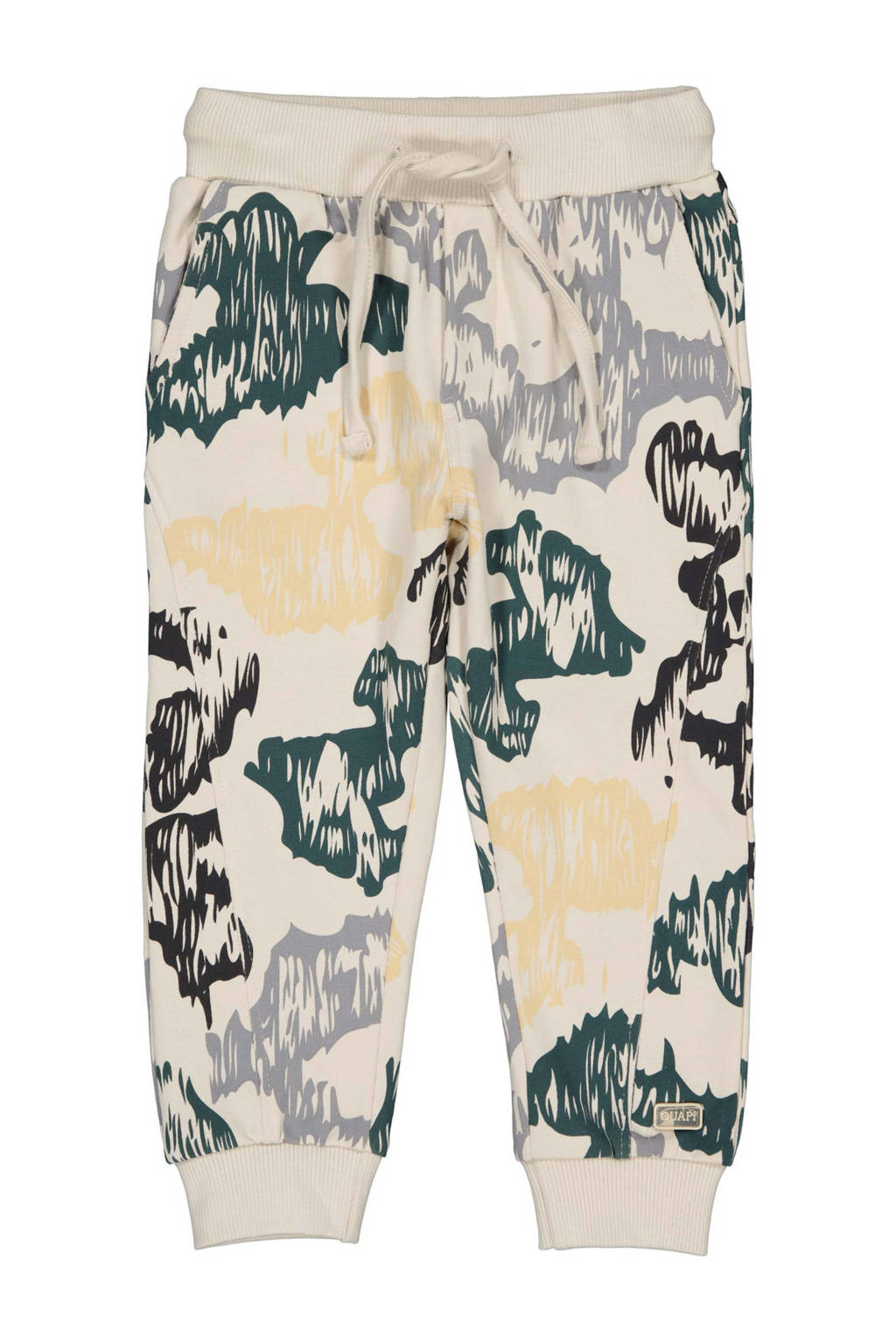 Quapi regular fit joggingbroek MOOS met all over print ecru/grijs/blauw