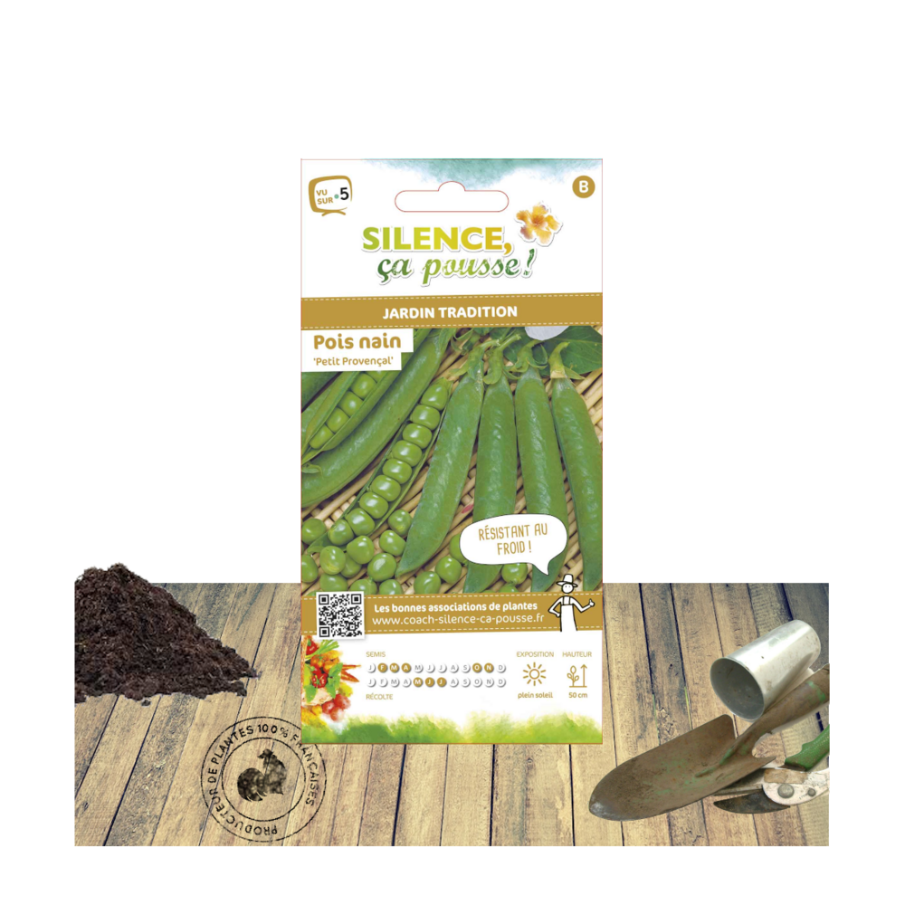 Graines de pois nain grain rond petit provençal/pisum sativum nain grain rond petit provençal[-]sachet de 200 gr.