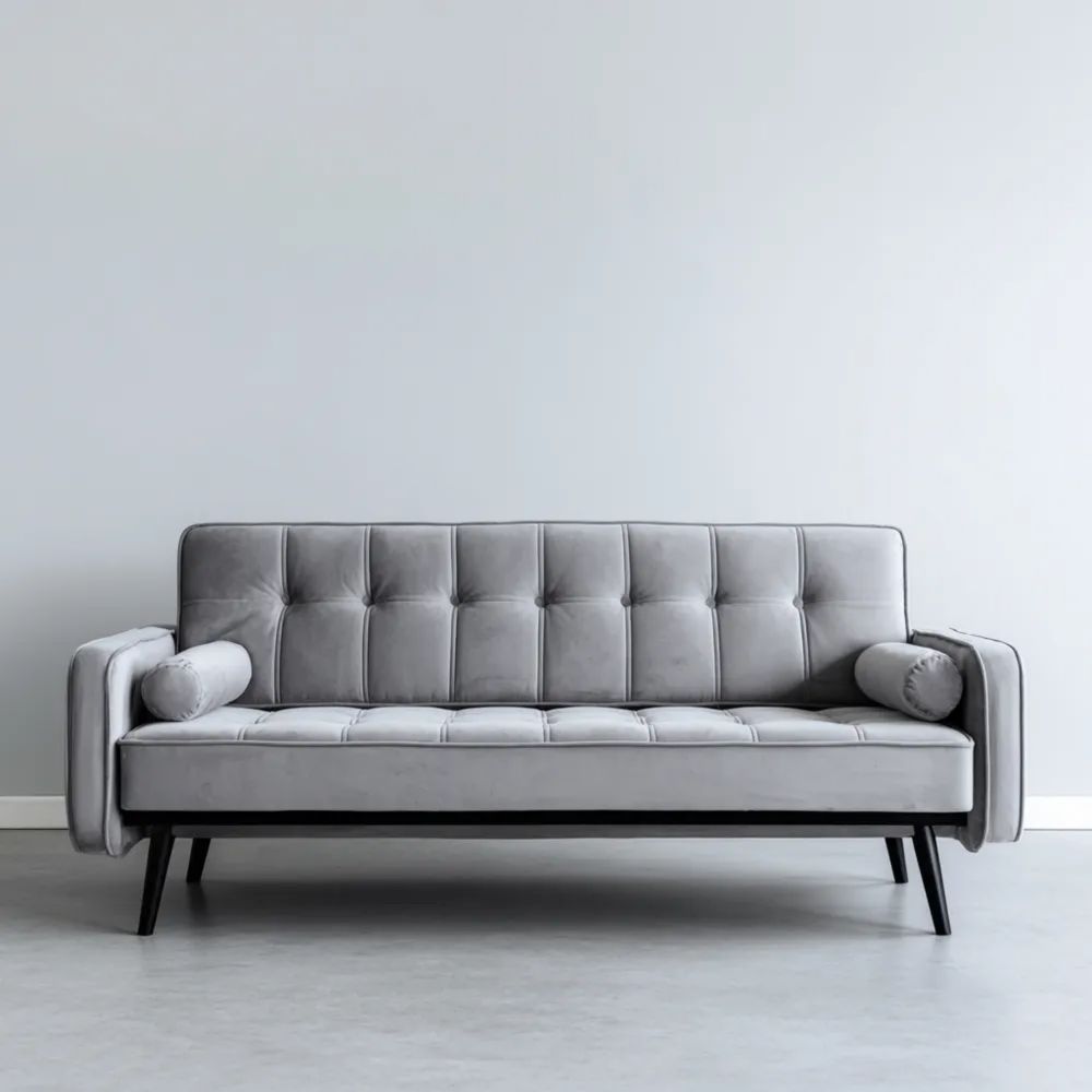 2-Sitzer-Sofa Samtgewebe 180x80x90 cm – Hellgrau – Modernes Design