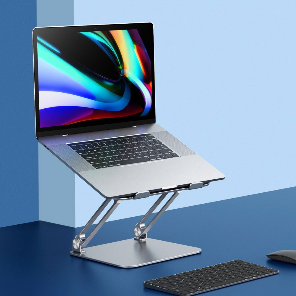 Passiv Kühlender MacBook / Laptop Alu Ständer Halterung Höhenverstellbar (10