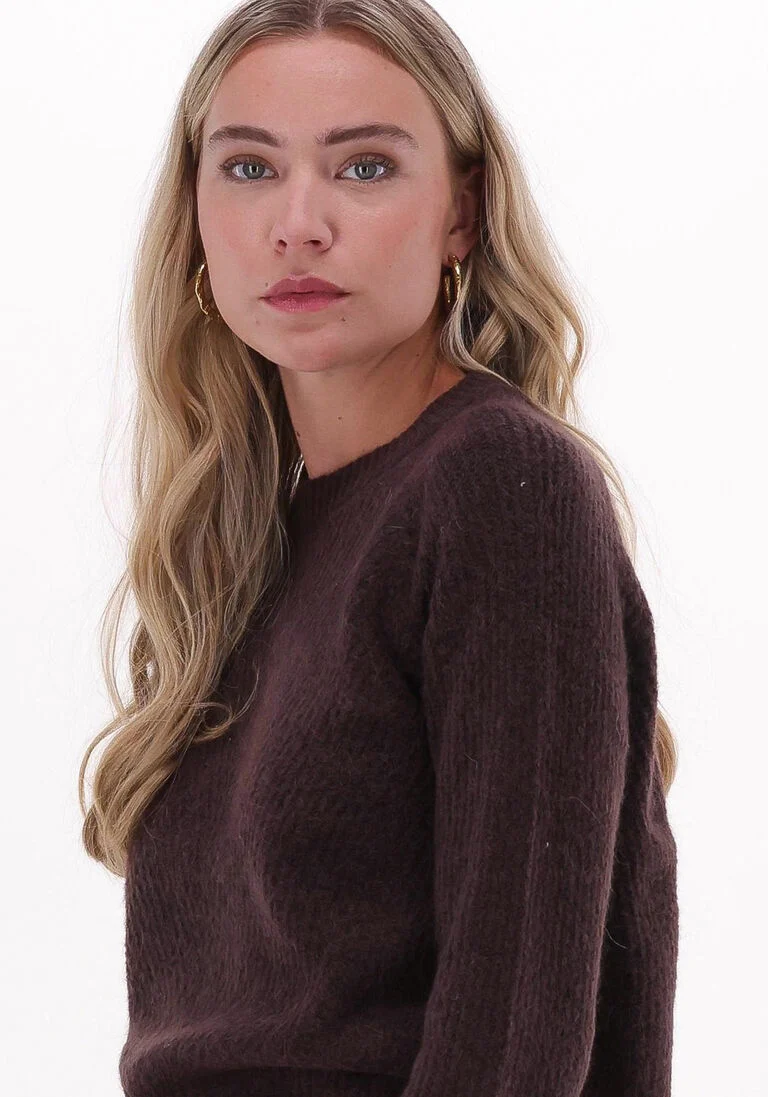 Y.A.S. bruine y.a.s. trui yasalva ls o-neck knit pullover