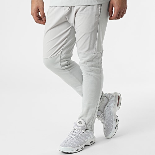 Ensemble Sweat A Col Zippé Et Pantalon Jogging LL497 Gris Clair