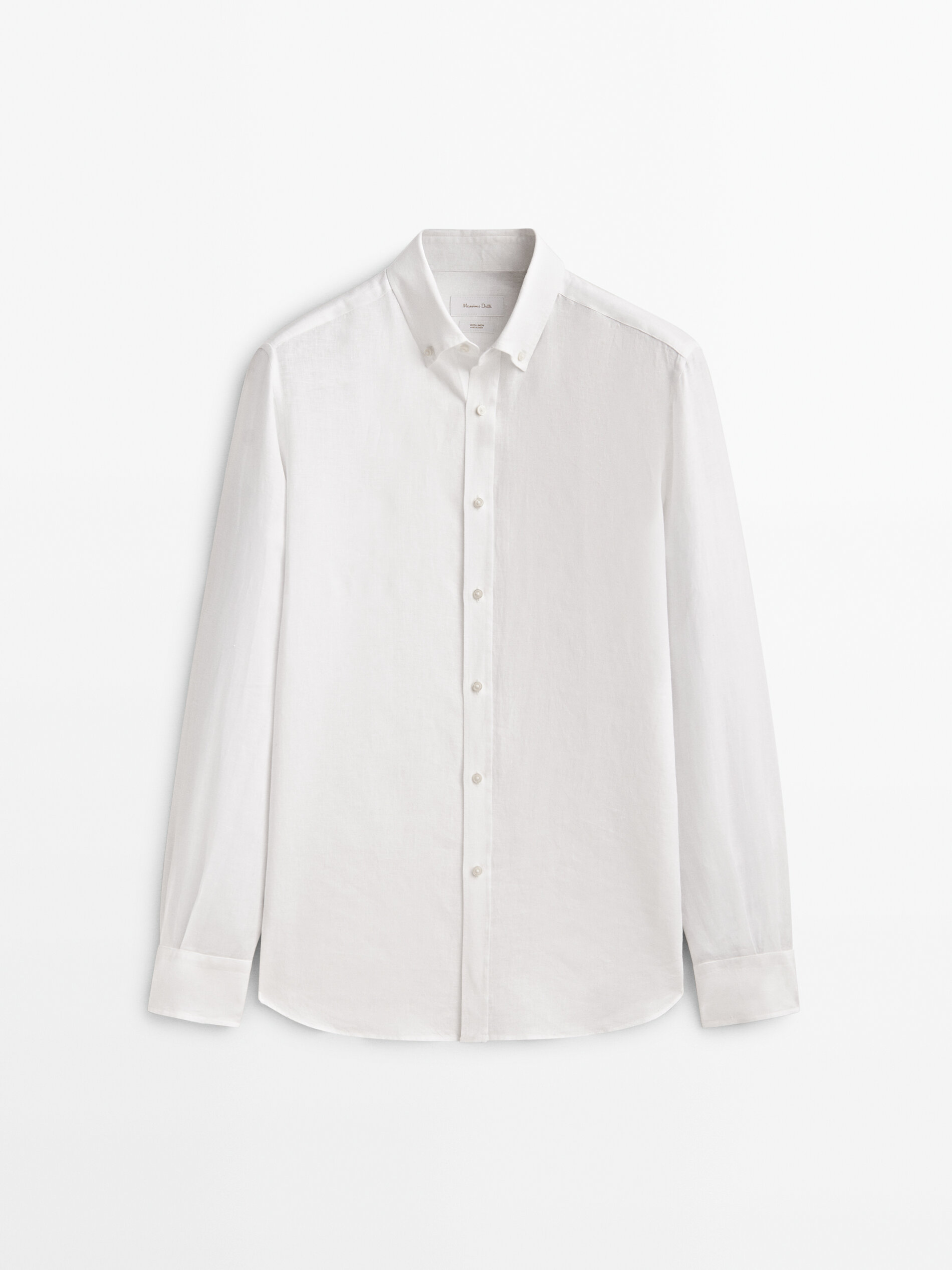 Camisa de corte regular, 100% linho - BRANCA