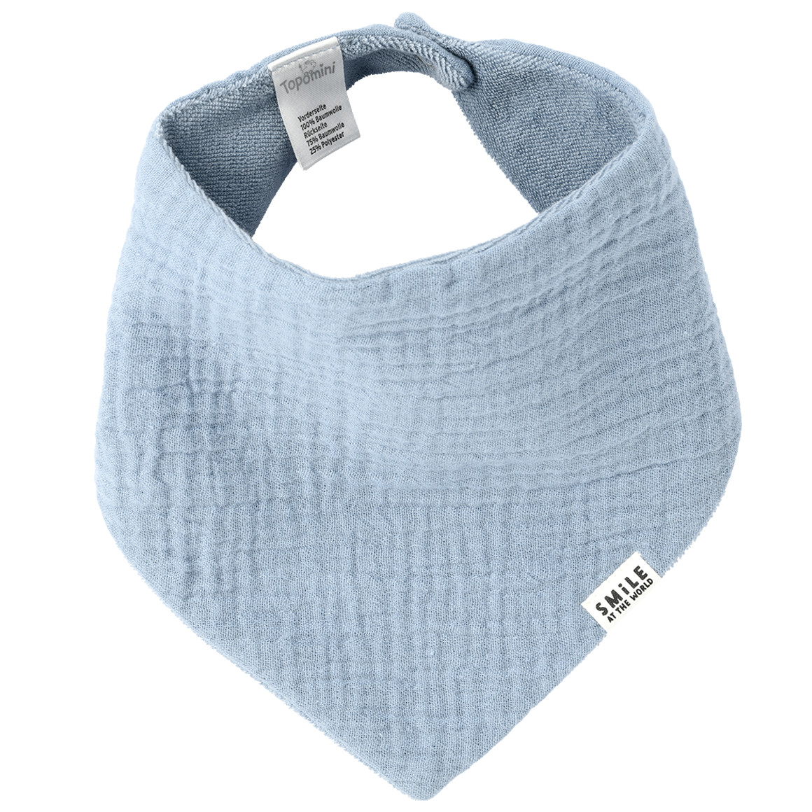 Topomini Baby Musselin-Bandana mit Frottee-Innenseite blau
