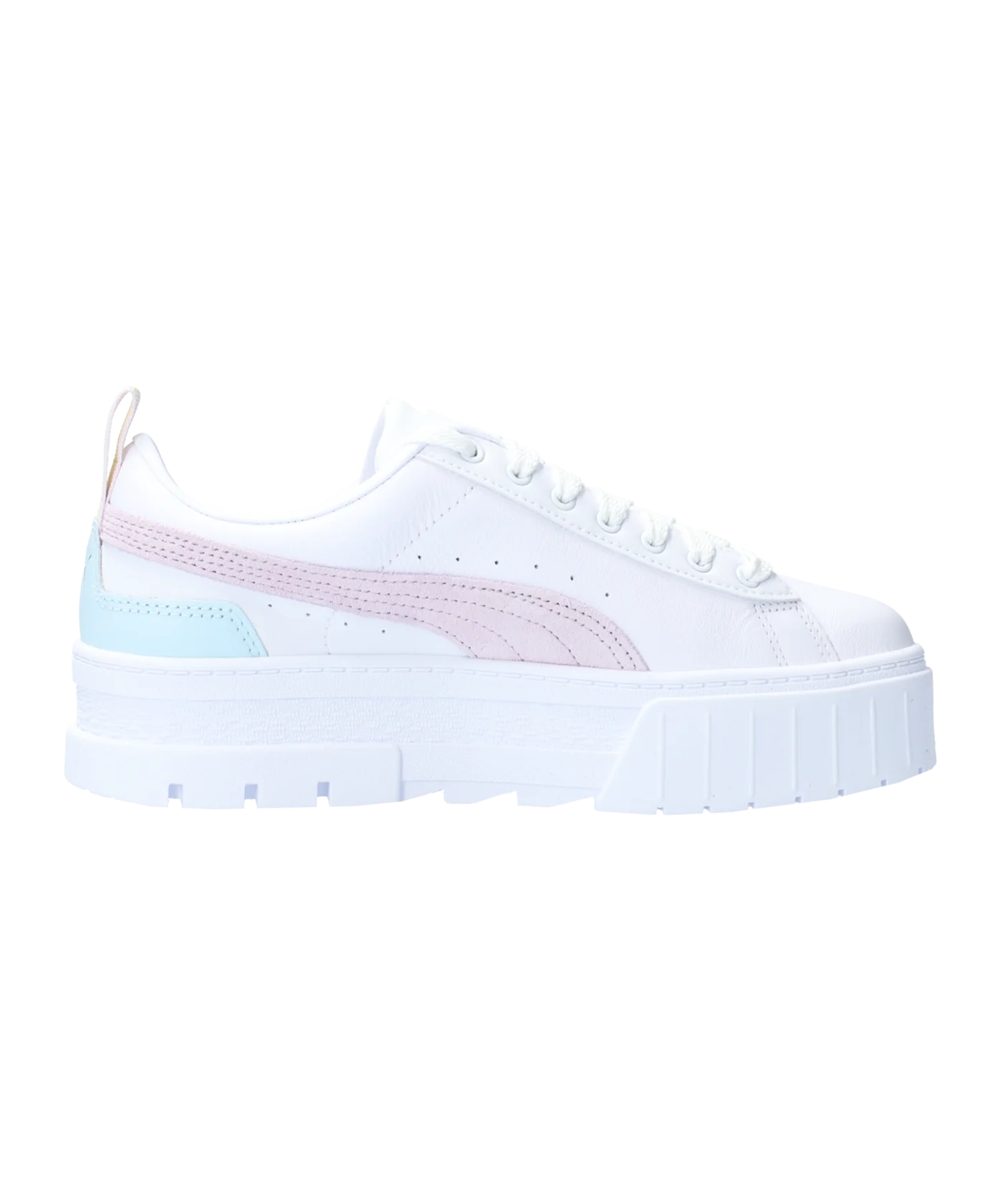 PUMA Mayze Leather Damen Weiss Lila Gold F10