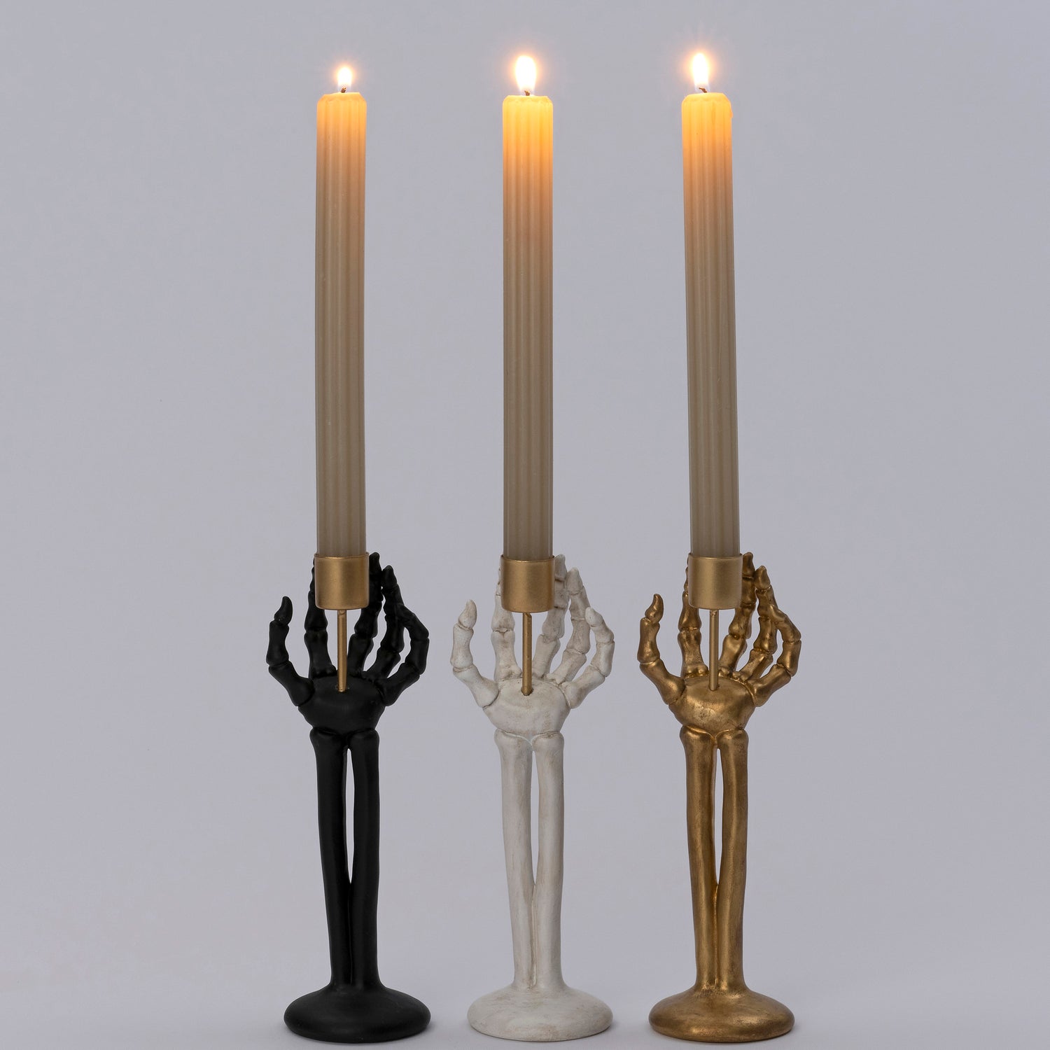 Intratuin halloween decoratie Skelly kandelaar wit 7,2 x 4,8 x 21 cm