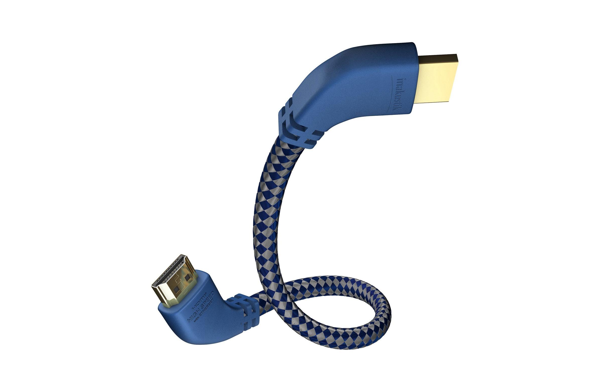 Premium HDMI 90° mit Ethernet Kabellänge: 1 mHigh Speed HDMI Kabel mit Ethernet – Huckepack – Unterstützt HDMI 2.0b (bis 5.0m)