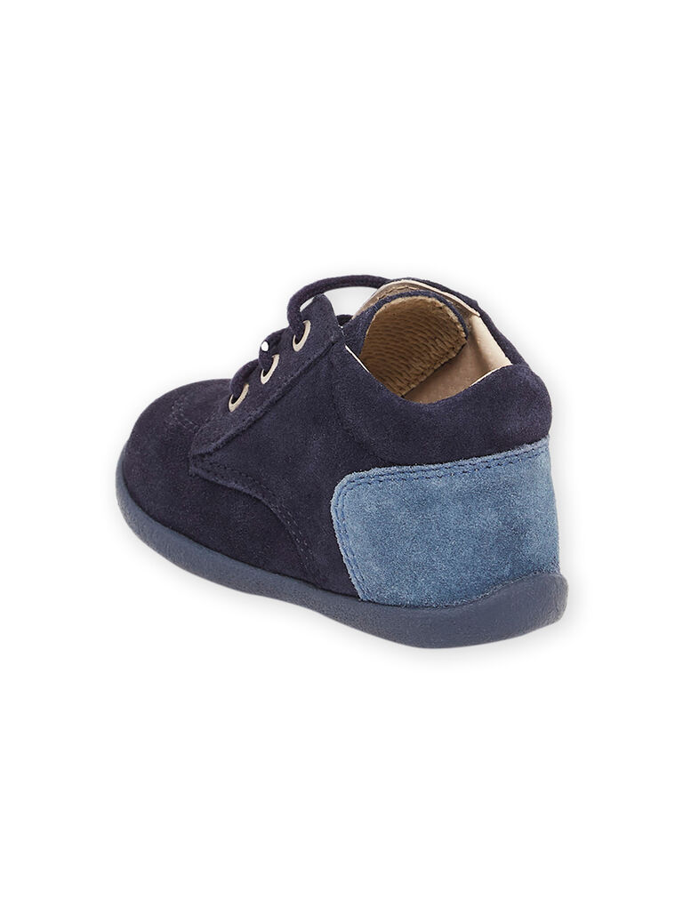Bottillons bicolore en croûte de cuir bleu