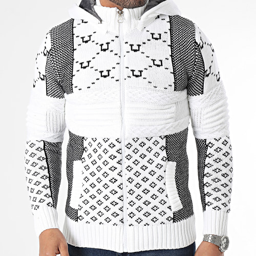 Gilet Capuche Blanc Noir