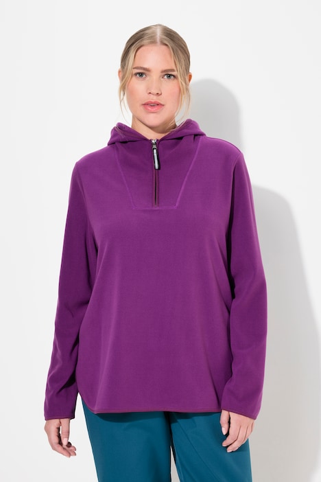 Fleece-Troyer, kurz, Oversized, Kapuze, Langarm, recycelt