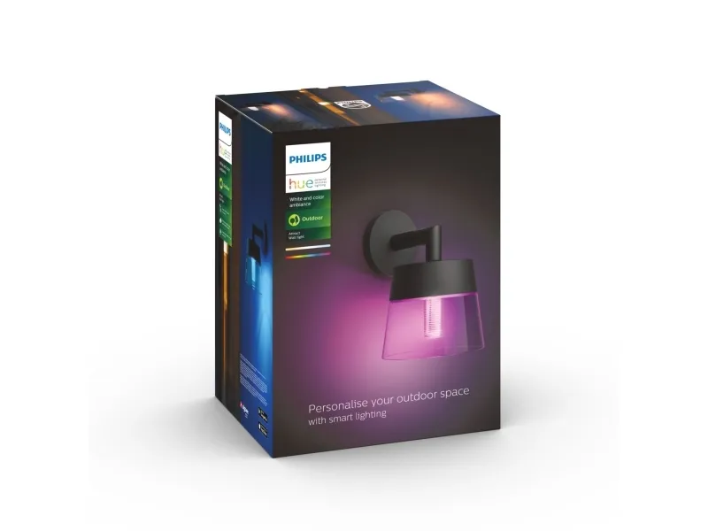 Philips Hue White and Color Ambiance Attract - Væglampe - LED - 8 W (tilsvarende 49 W) - 16 millioner farver - 2000-6500 K - sort