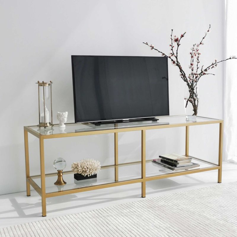 Kalune Design - Basic - TV-meubel - Goudkleurig - Glas - Metaal