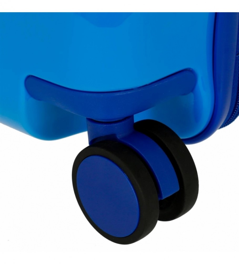 Mala infantil Disney Mickey na Lua com 2 rodas multidirecionais, azul - 38x50x20cm -