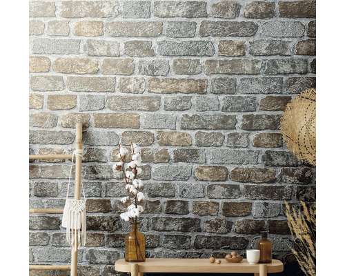 Vliesbehang 58410 Brique Stones grijs