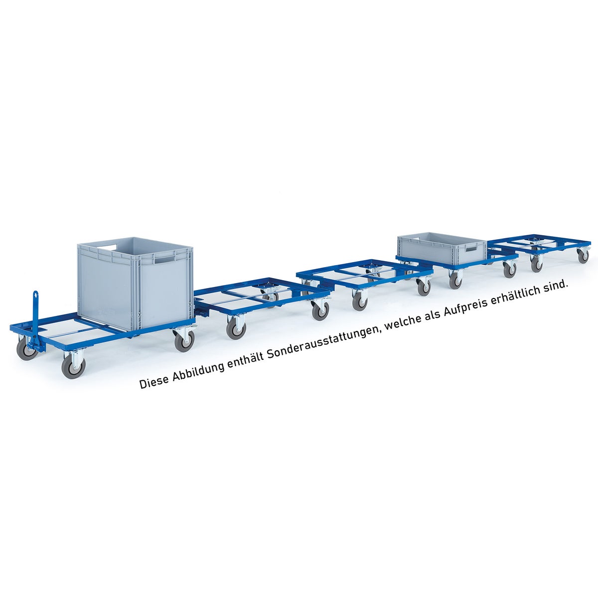 Rolwagenchassis 620x460mm hoekstaal met TPE banden en 2 remmen