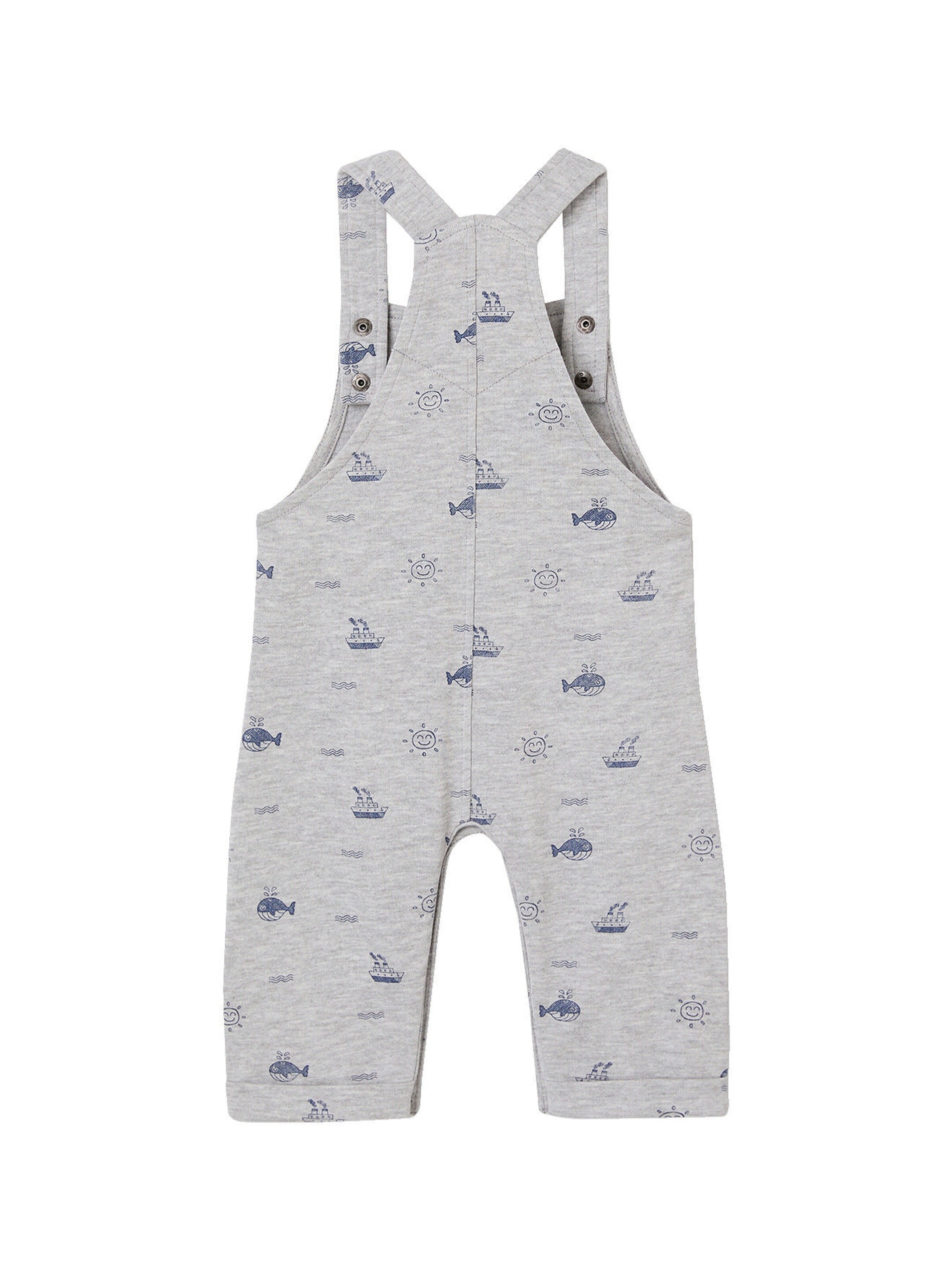 Vertbaudet Baby Sweat-Latzhose, maritimer Print grau meliert
