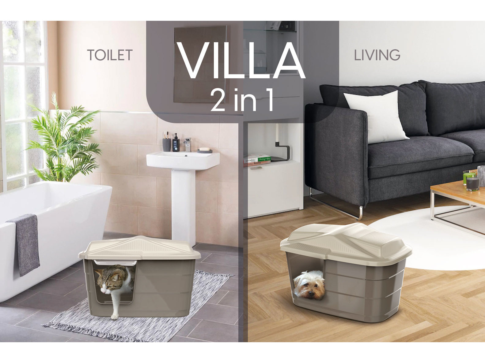VILLA 2 EM 1 JOMAFE CASOTA/WC GATO 57.5X38.5X37CM CORES SORTIDAS