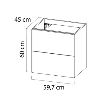 Tiger badkamermeubel Studio 60cm hoogglans wit/witte waskom met vierkante greep