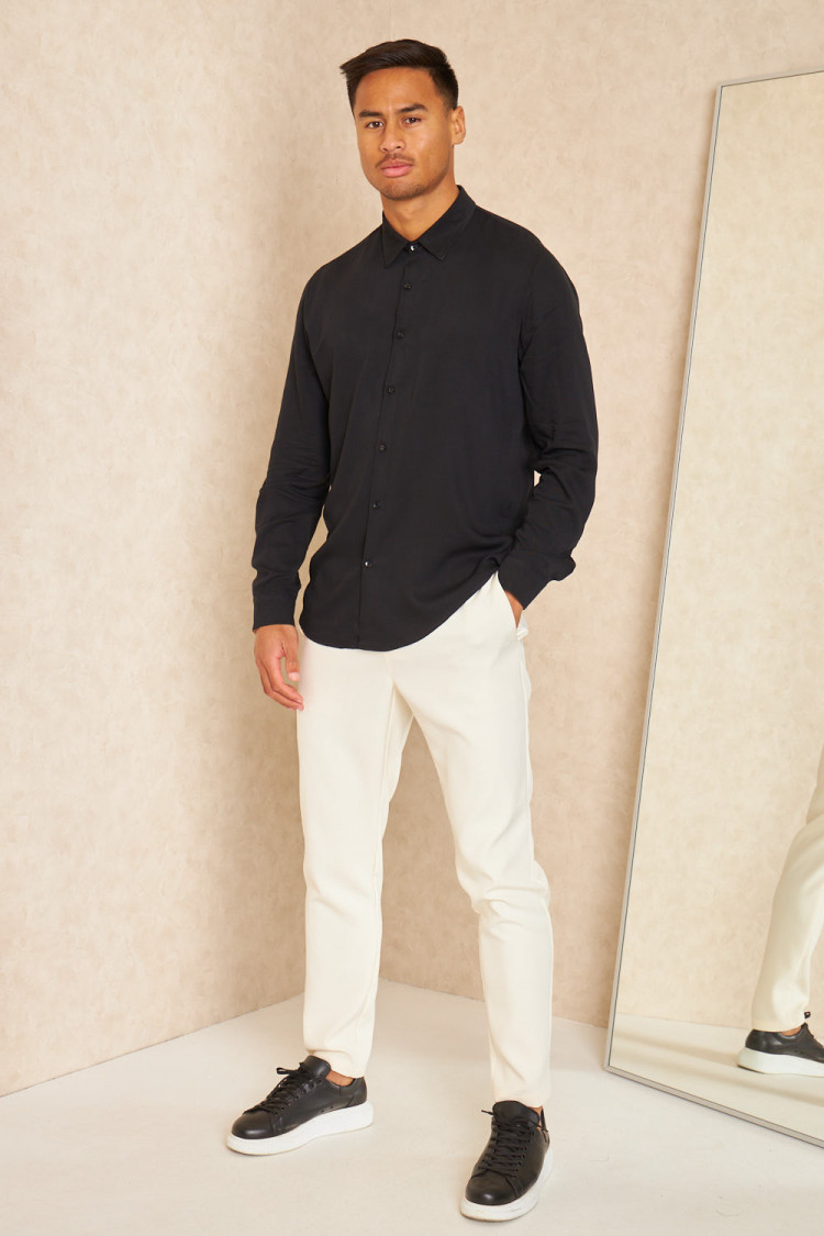 Chemise fluide manches longues noire