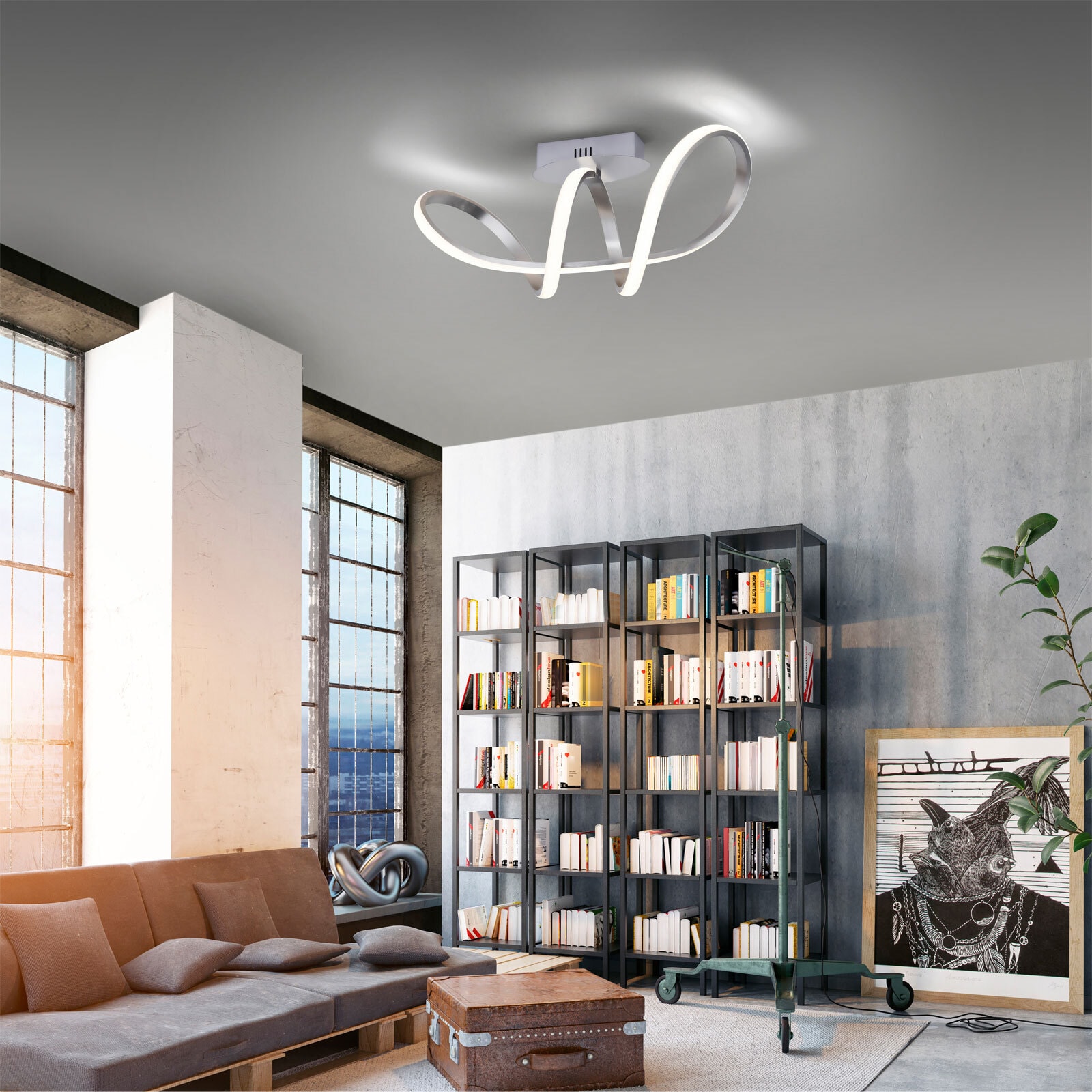 LED-Deckenleuchte Maria 61x24,5x27 Alu
