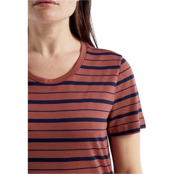 T-shirt randonnée ICEBREAKER W WAVE SS TEE STRIPE GRAPE/MIDNIGHT NAVY/S