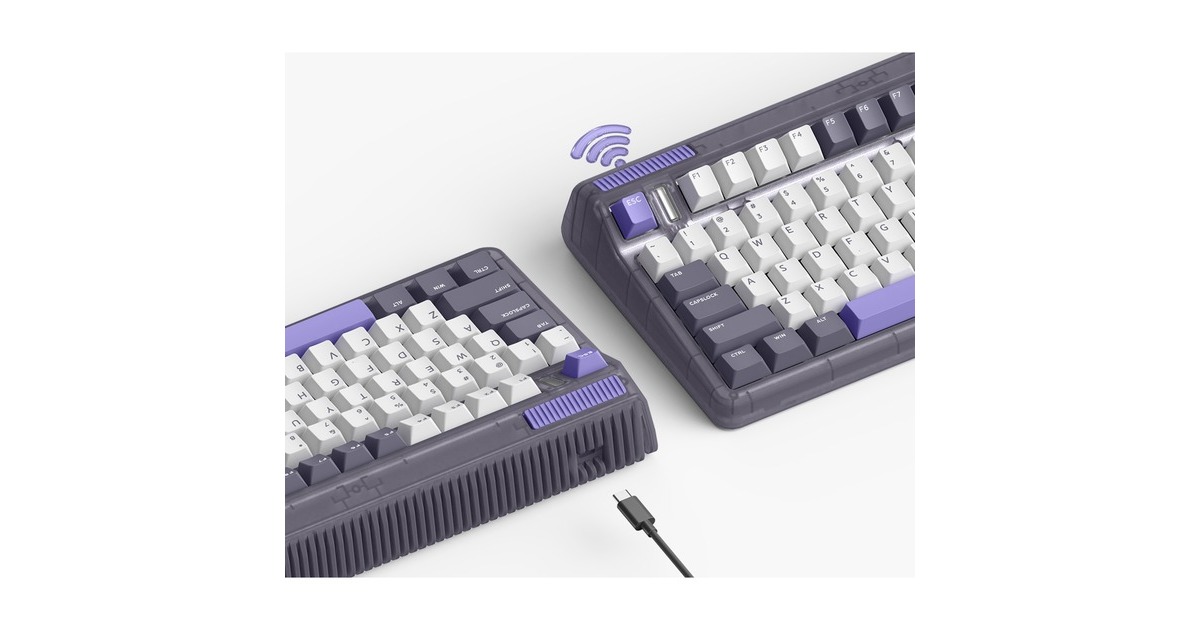 IqunixOG80 Lavandin Wireless Mechanical Keyboard, gaming toetsenbord  (Lavendel, US lay-out, Cherry MX Red, 80% (TKL), Hot-swappable, PBT, 2.4GHz | Bluetooth 5.1 | USB-C)