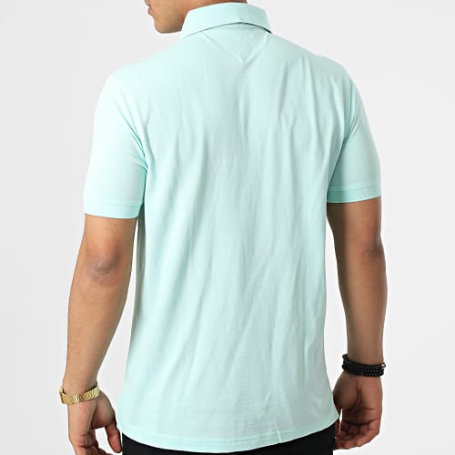 Polo Manches Courtes Print Under Collar 5685 Bleu Turquoise