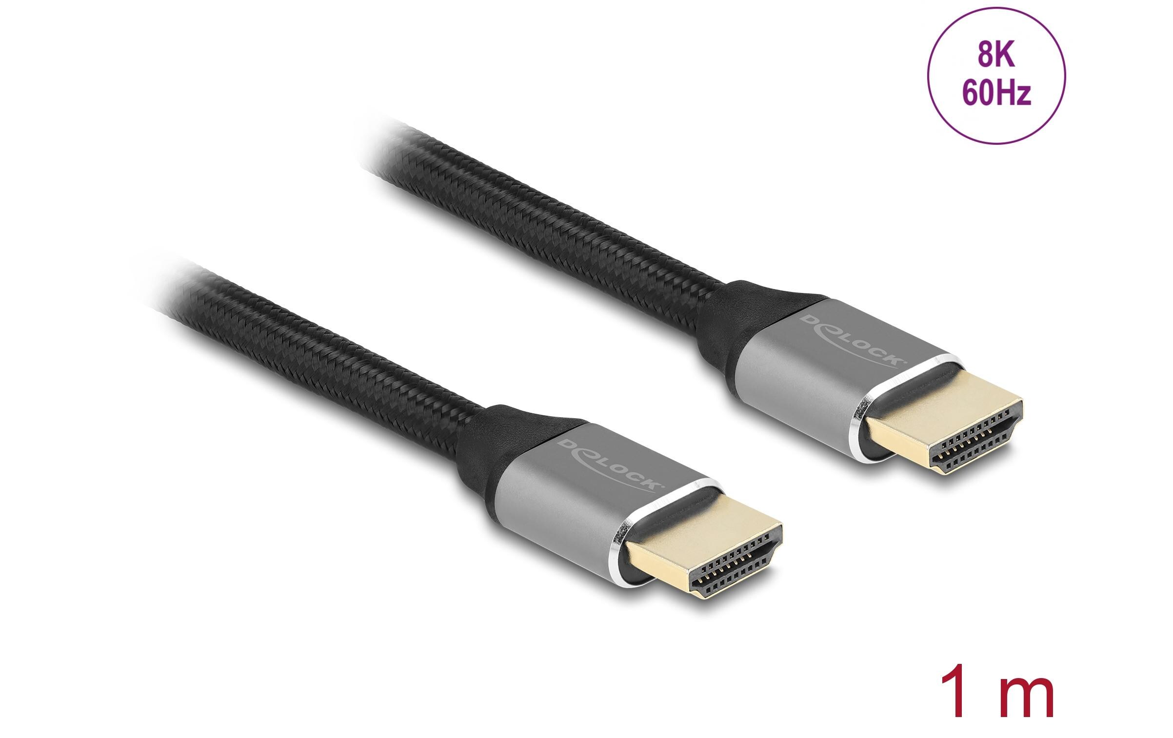 Kabel 8K 60Hz HDMI - HDMI, 1 m, GrauDelock Ultra High Speed HDMI Kabel 48 Gbps 8K 60 Hz grau 1 m zertifiziert