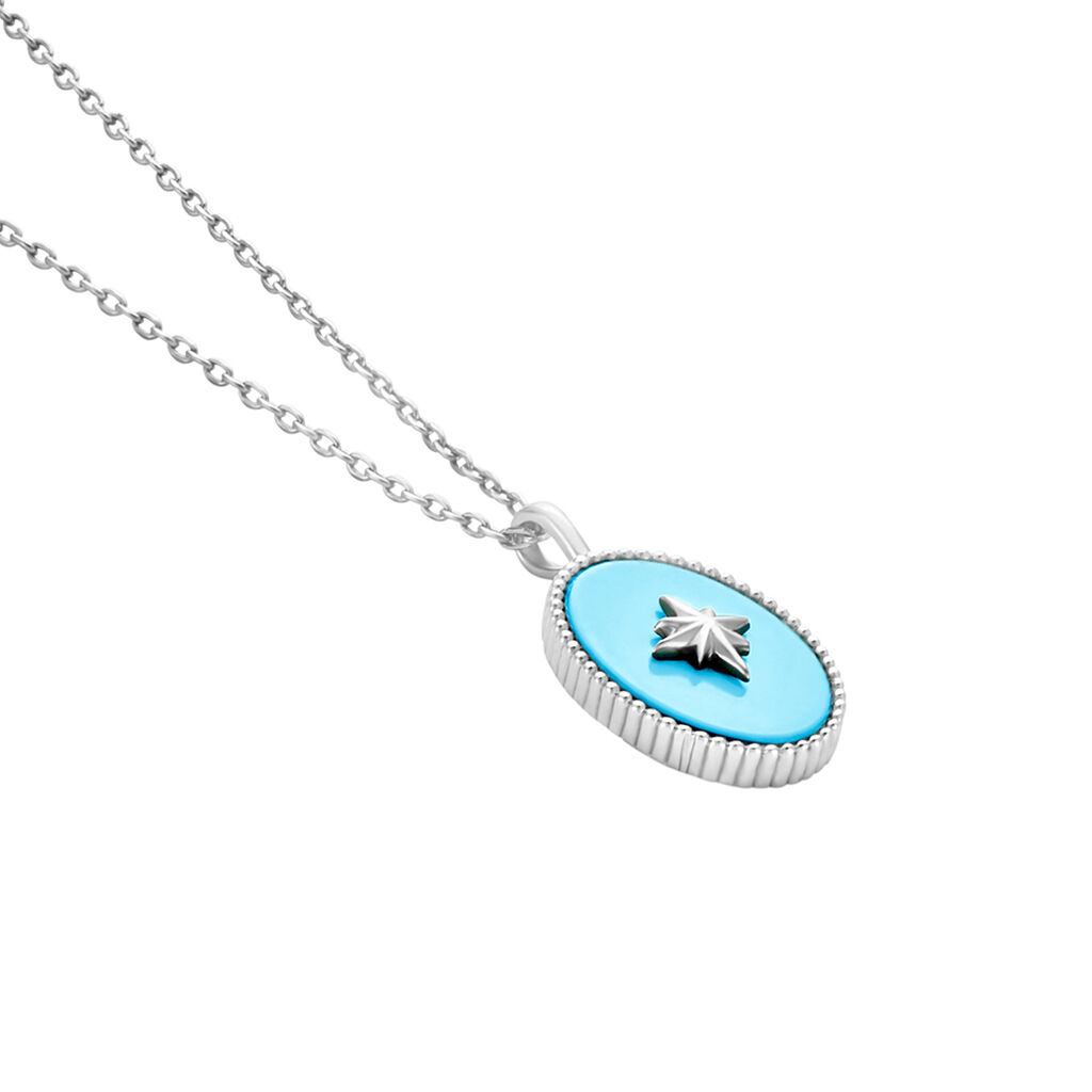 Collier Goddess Argent Blanc Turquoise