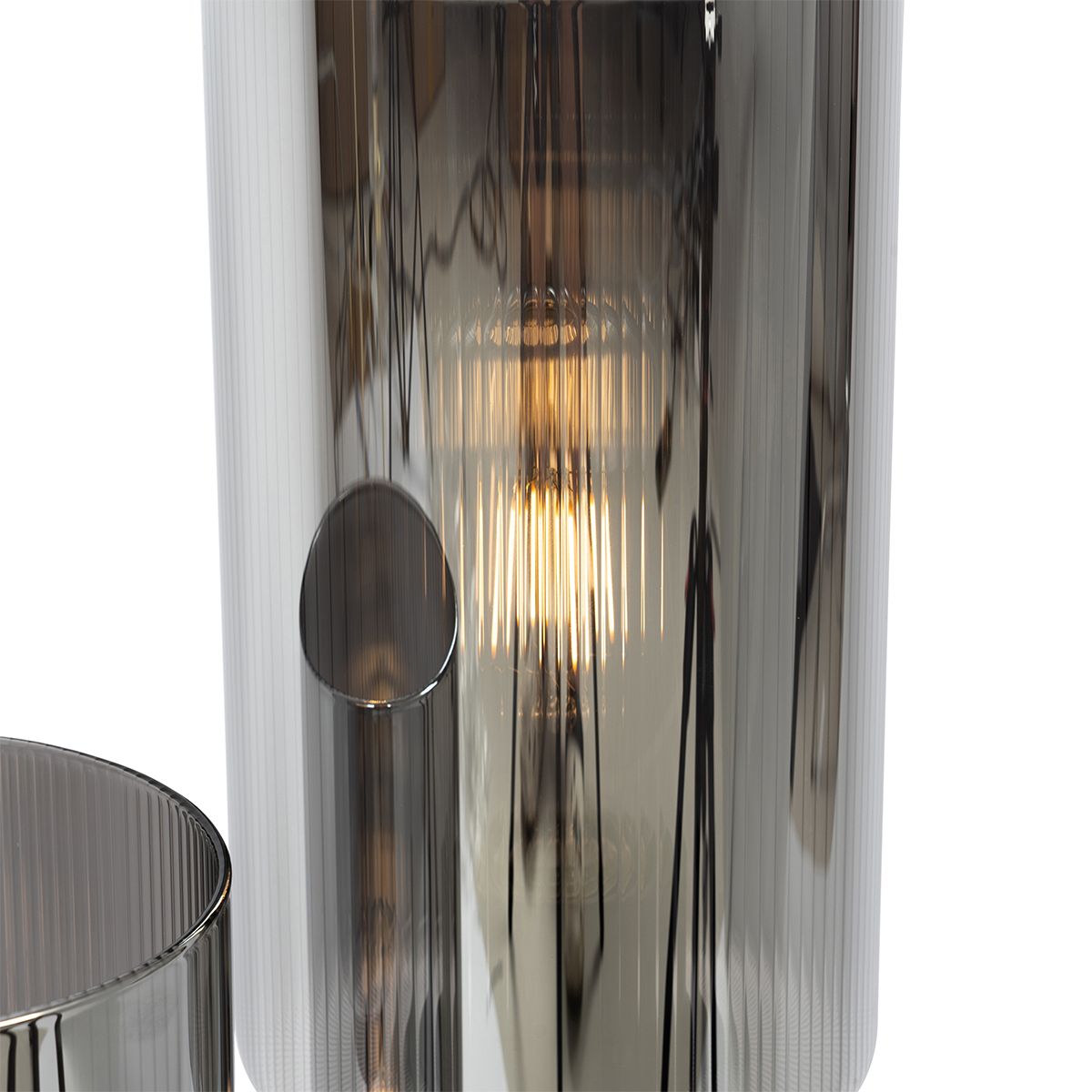 Smart tafellamp zwart met smoke glas 2-lichts incl. 2 Wifi ST64 - Laura