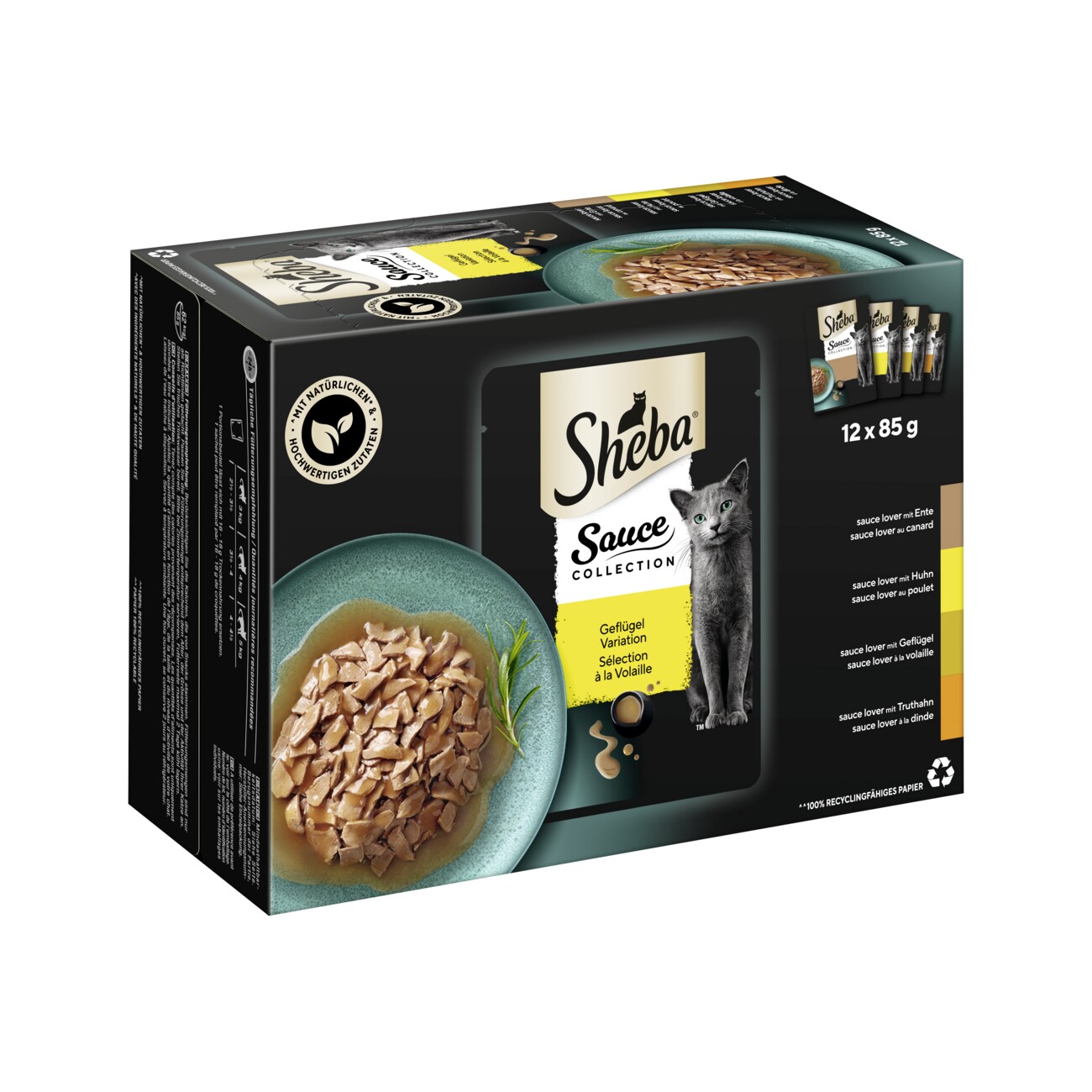Sheba Sauce Collection Nassfutter Katze Adult, Mixpaket, in Sauce 12x85 g Geflügel Auswahl