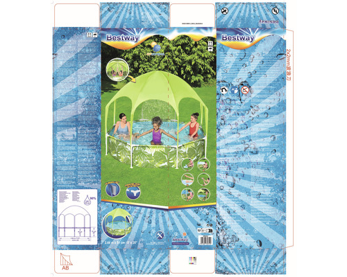 Bovengronds framezwembad, rond, 244 x 244 x 51 cm, 1688 l, multicolor, inclusief dak