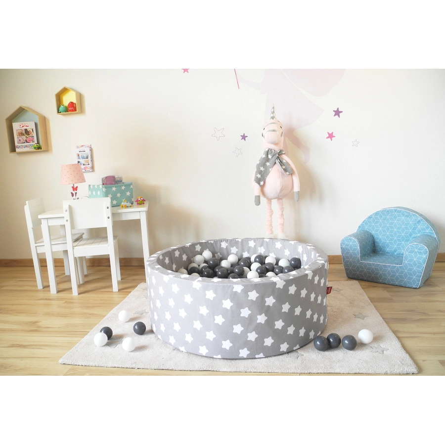knorr toys® Bällebad soft - Grey white stars - 300 balls greycreme grau