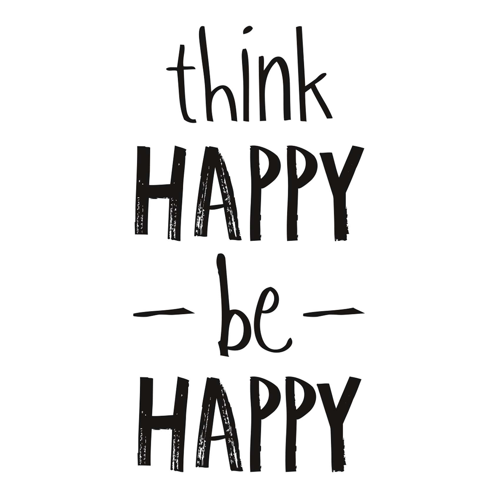 Gerahmtes Bild THINK HAPPY - schwarz-weiß - 20x30 cm
