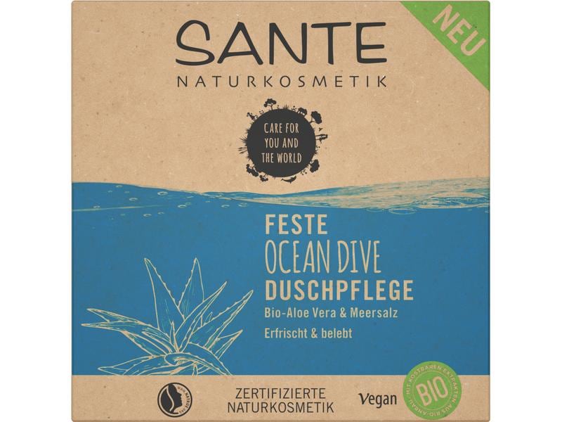 SANTE Festes Duschmittel Ocean Dive 80 g Natürliche Pflegedusche mit Bio-Aloe Vera und Meersalz