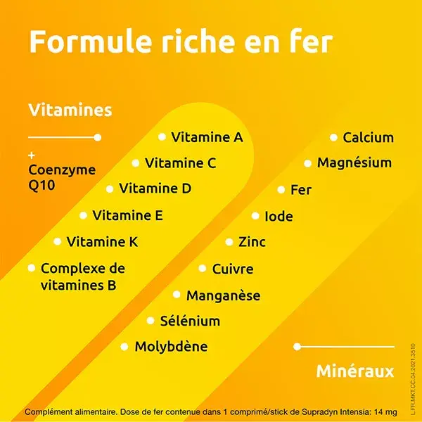 Supradyn Intensia Réduit la Fatigue Vitamines Minéraux et Fer 20 sticks